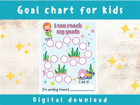 Goal Chart For Kids Printable Goal Chart For Kids Etsy