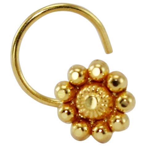 Buy Jj Jewellers 18k 750 Pure Gold Flower Small Size Gold Nose Pins Rings For Women Gold