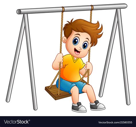 Cute Boy Playing On Swing Royalty Free Vector Image
