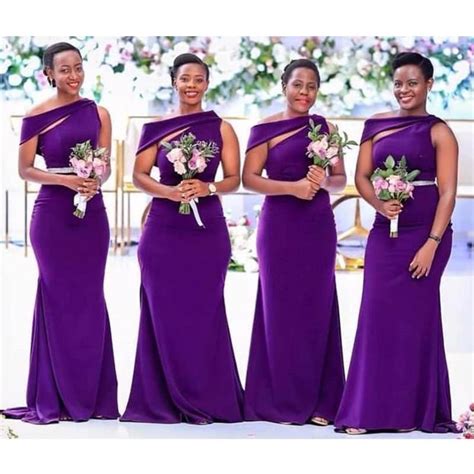 Purple Long Bridesmaid Dresses 2020 African Black Girl Women Satin