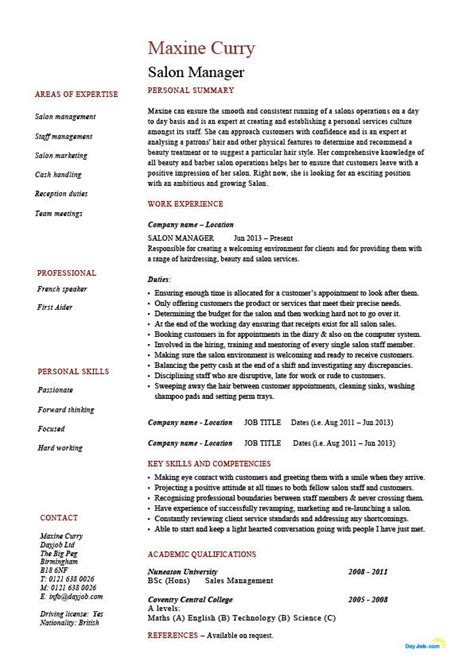 A modern cv template with a nice pixel element that gives your resume depth. Salon manager resume, hairdresser, job description ...