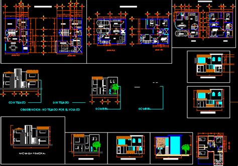 Casa Habitacion Niveles En AutoCAD Librería CAD