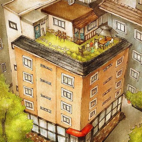 Illust Illustration Drawing Sketch Aeppol The Housetop Rooftop