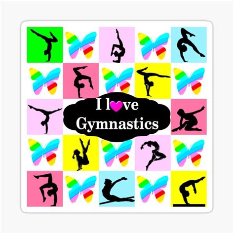 Butterfly I Love Gymnastics Design Sticker By Jlporiginals Redbubble