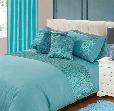3 Piece Plain Dyed Duvet Quilt Cover Bedding Set Turquoise Single