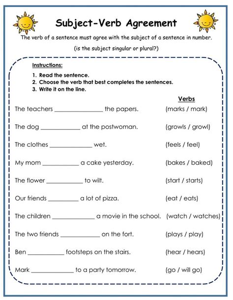 Subject Verb Agreement Interactive Activity For Grade You Can Do The