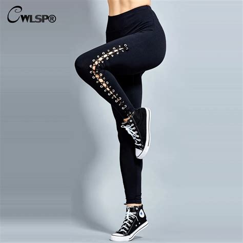 Aliexpress Buy Cwlsp Sexy Leggings Women Fitness Cross Lace Up