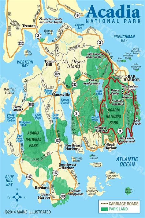 Acadia National Park Map Maine Road Trip Road Trip Map New England