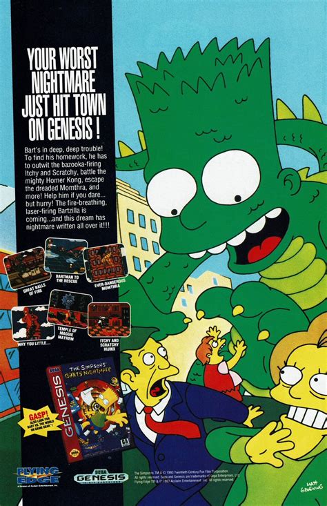 The Simpsons Barts Nightmare Sega Genesis Ad Videogameartandtidbits