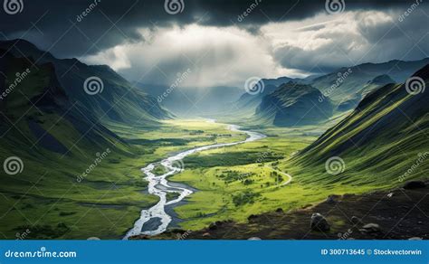 Landform U Shaped Valley Stock Illustration Illustration Of River