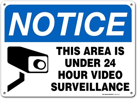 .video surveillance signs, security sign, monitored video surveillance sign, cctv sign, video sign is handcrafted with outdoor durable brushed aluminum composite and smooth finished cut vinyl. Amazon.com: 24 Hour Video Surveillance Sign, Security ...