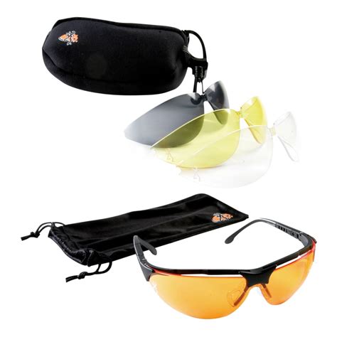 Clay target shooting glasses for trap, skeet and sporting clays regularly use interchangeable lenses in various tint colours to create contrast of the clay target on different backgrounds. Browning Claymaster Shooting Glasses - The Sporting Lodge