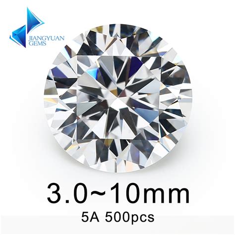 500pcs Aaaaa Cz Stone 30~10mm White Round Cut High Quality Cubic