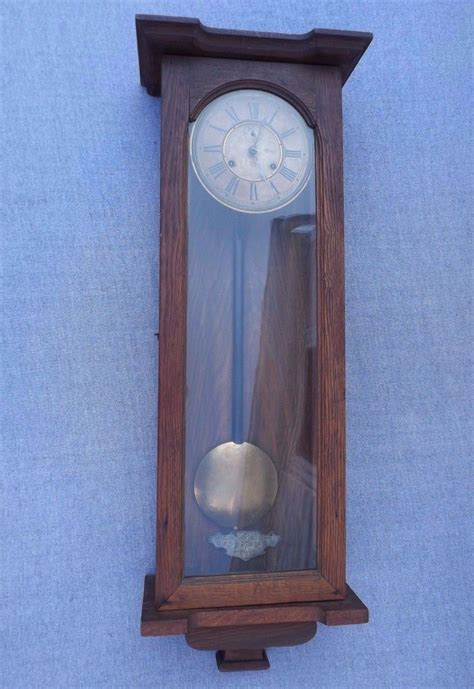 Old Antique Ansonia Capitol Lg Wall Regulator Wall Clock Runs Great Time Only Antique Price