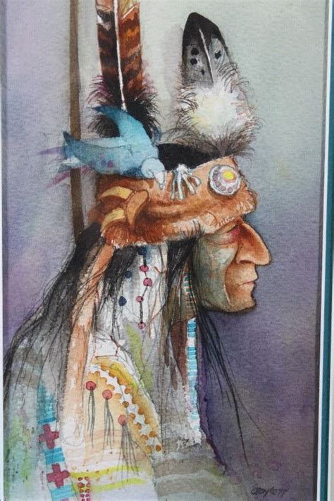 Signed Native American Watercolor Art C 1977