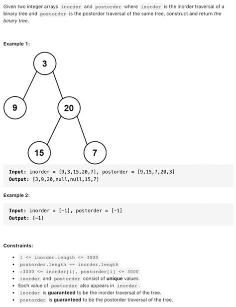 106 Construct Binary Tree From Inorder And Postorder Traversal
