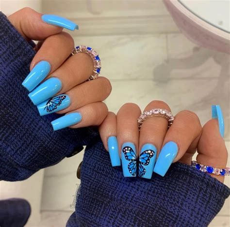 Gorgeous Blue Nails Art Desgins In Summer Blue Acrylic Nails