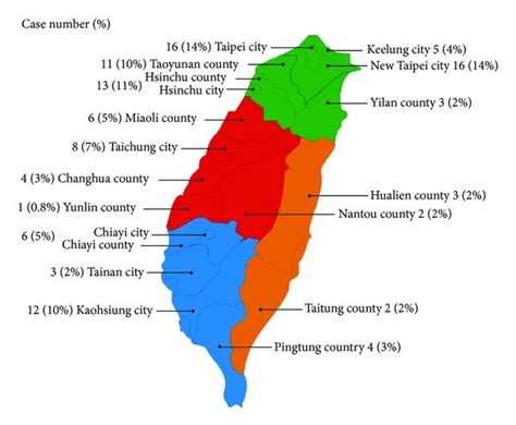 The Map Of Taiwan Shows 19 Countiescities On The Main Island Divided