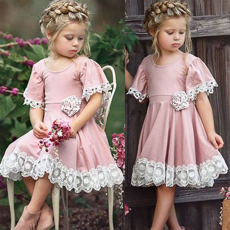 Usa Easter Kids Baby Girl Dress Lace Floral Party Dress Pageant