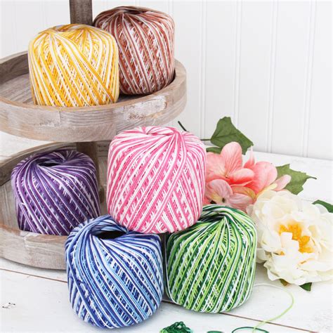 Multicolor Cotton Crochet Thread Size 10 Variegated Garden Greens