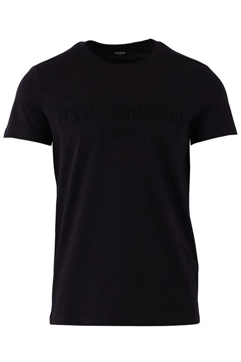 Balmain Camiseta Negra Con Logotipo En Relieve Bls Fashion