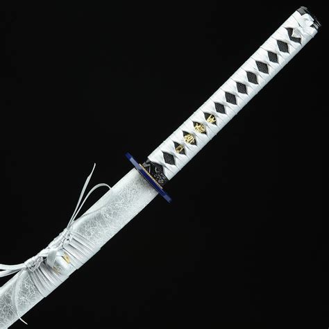 Silver Katana Handmade Japanese Katana Sword With Blue Blade And