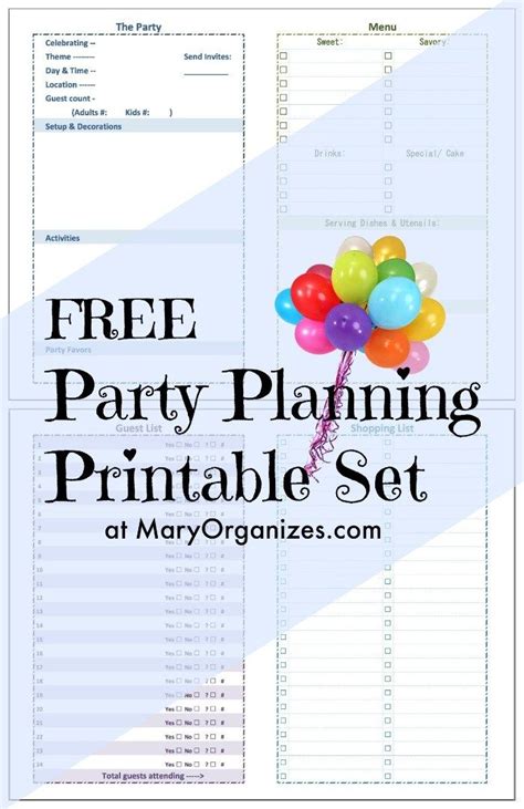Party Planning Printable Party Planning