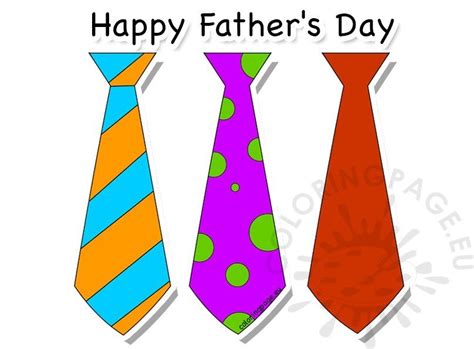 Printable Fathers Day Greeting With Ties Coloring Page
