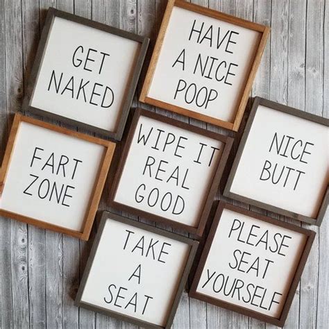 These Bathroom Wood Signs Would Make A Great Addtion To Your Bathroom