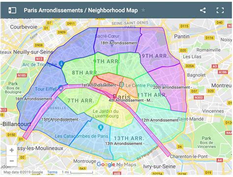 Map Of Paris Arrondissements Neighborhoods