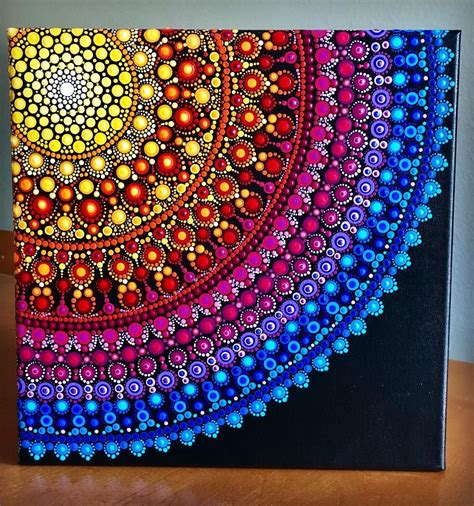 Finally Finished This Offset Sunburst Mandala On 12 X12 Stretched