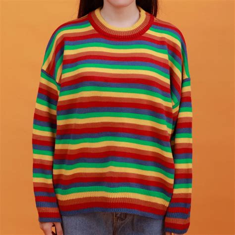 Pin By Kai M On Style Rainbow Sweater Sweaters Striped