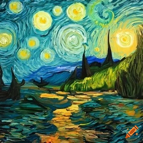 Van Gogh Inspired Landscape Painting On Craiyon