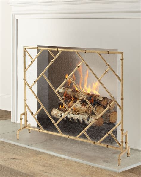 Bamboo Design Single Panel Fireplace Screen Neiman Marcus