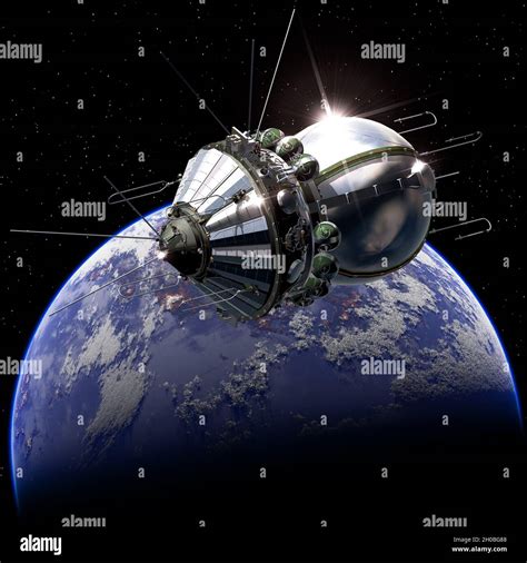 First Spaceship On The Orbit Stock Photo Alamy