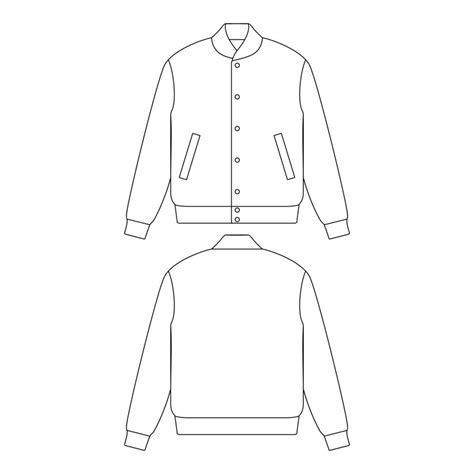 Template Varsity Jacket Vector Illustration Flat Design Outline