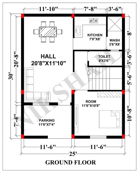 25x30 House Plan With 3d Elevation 750 Sqft House By Nikshail 2bhk