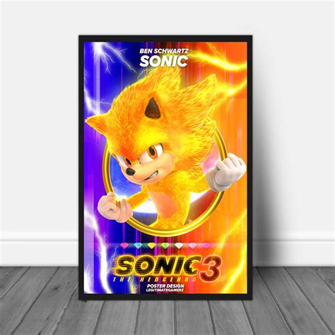 Sonic 3 Movie Poster Sonic The Hedgehog 3 Poster Sonic The Etsy Australia