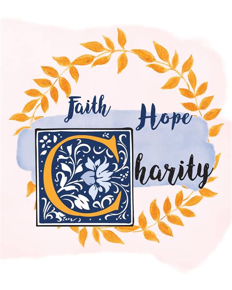 Faith Hope Charity Printable Digital Download Benedictaboutique