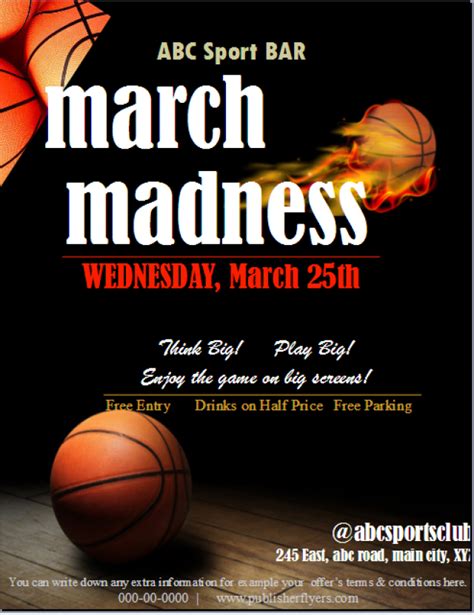 March Madness Flyer Template Publisher Flyer Templates