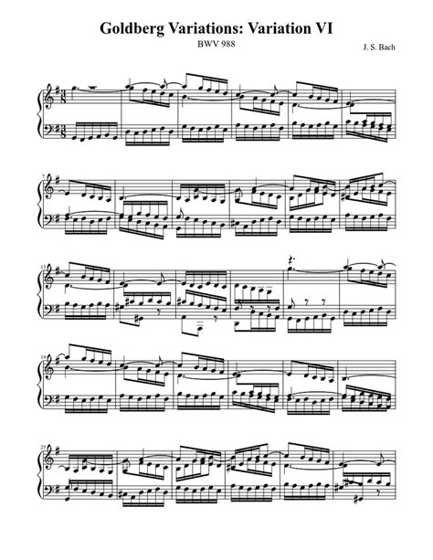 Bwv 988 Goldberg Variations Variation Vi Sheet Music For Harp Solo