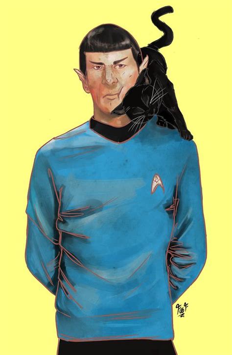 Spock With The Cat From That One Episode Black Cat Art Cat Art