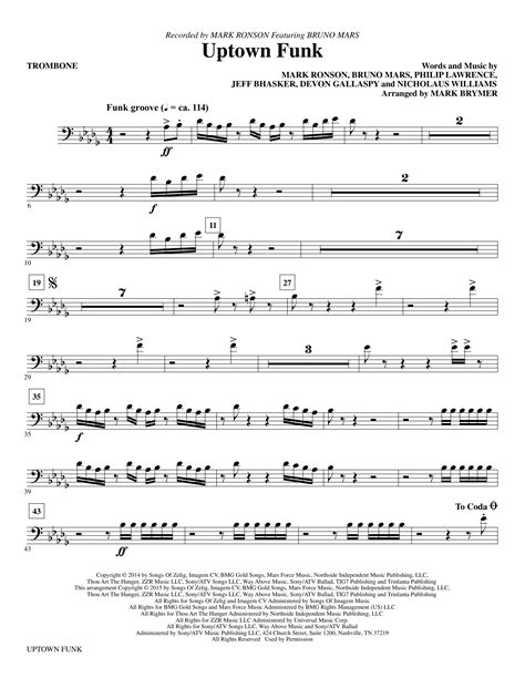 Uptown Funk Trombone Sheet Music Direct