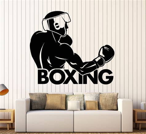 Vinyl Wall Decal Boxing Word Boxer Fight Club Sports Stickers Ig4563