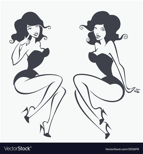 Two Pin Up Girls Royalty Free Vector Image Vectorstock
