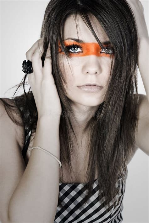 Teenager Fashion Stripe Across Her Face Stock Photos Free And Royalty
