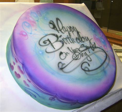 Airbrushed Birthday Cake With Script Lettering 6 Airbrush Cake