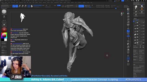 Creature Character Concept Sculpting Ashley A Adams A Cubed Zbrush Youtube