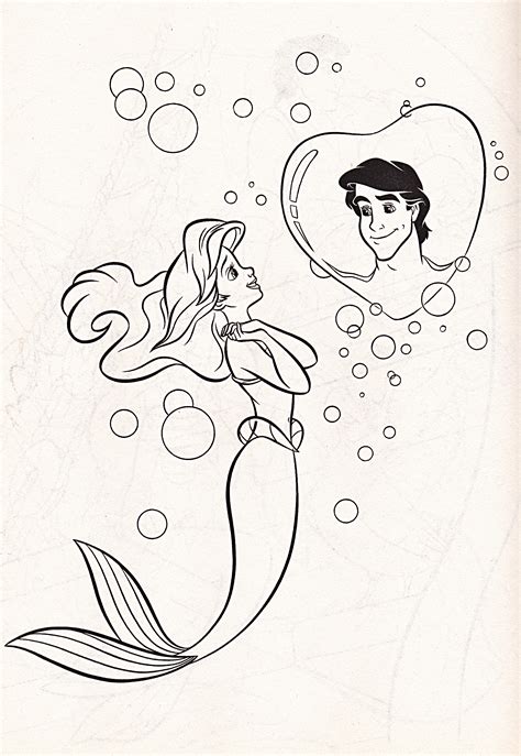 Walt Disney Coloring Pages Princess Ariel And Prince Eric