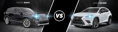 Compare price, expert/user reviews, mpg, engines, safety, cargo capacity and other specs. Toyota RAV4 vs Lexus NX 300 | Lexus of Milwaukee